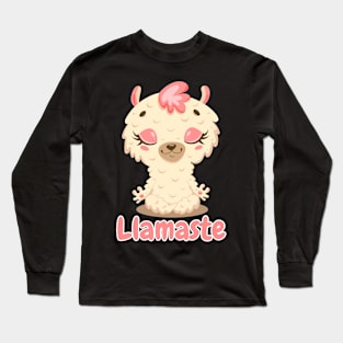 Llamaste Llama Namaste Yoga Llama Kawaii Cute Llama Funny Llama Long Sleeve T-Shirt